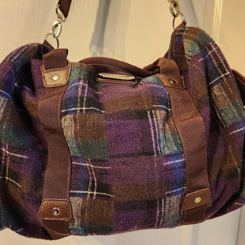 CYNTHIA ROWLEY Purple Plaid Dufflebag/Weekend bag - Picture 3 of 10